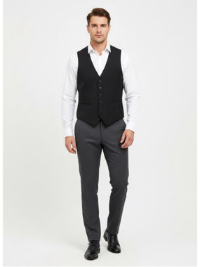 Le 31 Simons Mens 40R Black Dress Vest Formal Waistcoat Suit Accessory